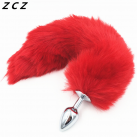 Анальная пробка с красным хвостом photo 2