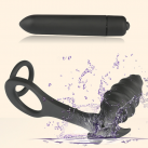 Силиконовый вибрационный анальный плагин с кольцом на пенис photo 1