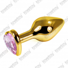 Анальний корок золотого кольору з блакитним кристалом. photo 1