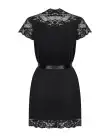 Сатиновий відкритий пеньюар на поясі Obsessive 810-PEI–1 peignoir black S/M, чорний photo 4
