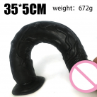 Огромный реалистичный фаллоимитатор, цвет черный, 35х5 см, 672 гр photo 2