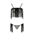 Комплект белья KASSANDRA SET OpenBra black XXL/3XL - Passion Exclusive: лиф из бахромы, трусики-юбка photo 3