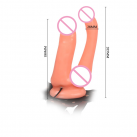 Страпон Baile с двойным фаллосом и вибрацией, цвет черный, ремень кожаный photo 5