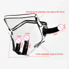 Черный страпон с тремя фаллосами на ремнях из мягкого силикона photo 4