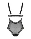 Мереживне боді з декольте Obsessive Estiqua teddy M/L, чорне, широкі лямки photo 4