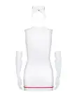 Еротичний костюм медсестри Obsessive Emergency dress S/M, white, сукня, стринги, рукавички, чепчик photo 3