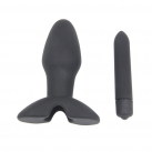 Черный силиконовый анальный вибратор photo 1