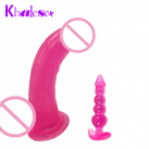 Большой фаллоимитатор (20.5 х 4 см) и анальная пробка (11.5 см), 2 цвета photo 2