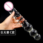 Большой двойной фаллоимитатор из стекла, прозрачный, 29 х 4 см photo 2