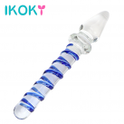 Двухсторонний стеклянный анальный плагин IKOKY  photo 2