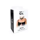 Нашийник з повідцем із натуральної шкіри із заклепками Art of Sex - Jenna Collar with Leash, чорний photo 4