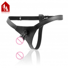 Кожанные Т-образные Стринги С Черным Фаллоимитатором photo 5
