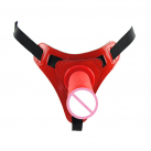 Красный фаллоимитатор на ремнях photo 2