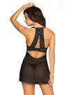 Прозрачная сорочка с открытой грудью Obsessive Pearlove chemise & thong black S/M, трусики photo 2