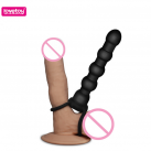 Черный силиконовый фаллоимитатор Toys2836 с ремешком и вибрацией photo 3