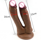 Фаллоимитатор реалистичный двойной коричневый 16*3.7 см 15 см * 4 см 350 г photo 2
