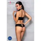 Комплект з еко-шкіри Nancy Bikini black L/XL - Passion, бра та трусики з імітацією шнурівки photo 4