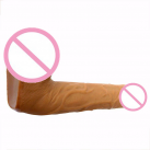 Реалістичний величезний фалоімітатор на присосці, колір тілесний/чорний/коричневий photo 1