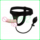 Трусики с фаллоимитатором. С насосом. Кожа.  photo 2