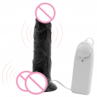 Чорний силіконовий реалістичний фалоімітатор з подвійною вібрацією photo 4