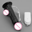 Чорний силіконовий реалістичний фалоімітатор з подвійною вібрацією photo 5