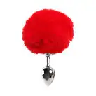 Металевий анальний затор М Art of Sex - Metal Butt plug Rabbit Tail, Червоний photo 2