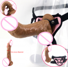 Съемный реалистический пенис 24*5 см и крепления для страпона photo 2