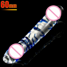 Стеклянный фаллоимитатор с двойной головкой 28*6 см  photo 2