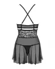 Еротичний мереживний комплект із сіточкою Obsessive 838-BAB-1 babydoll & thong black XXL, чорний photo 4