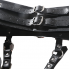 Черный кожаный металлический ремешок для фаллоимитатора photo 6