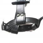 Черный кожаный металлический ремешок для фаллоимитатора photo 4