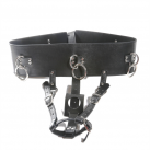 Черный кожаный металлический ремешок для фаллоимитатора photo 3