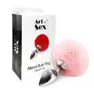 Металлическая анальная пробка М Art of Sex - Metal Butt plug Rabbit Tail, Нежно-розовый photo 3