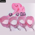 Розовые наручники для рук и ног с мягкими ремнями photo 2