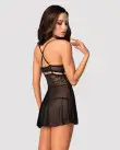 Еротичний мереживний комплект із сіточкою Obsessive 838-BAB-1 babydoll & thong black XXL, чорний photo 2