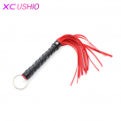 Короткая плеть с кисточками из искусственной кожи для БДСМ, цвет красный photo 2