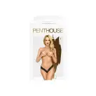 Трусики-тонг Penthouse Dangerous Darling L/XL Black, мереживо, висока посадка, виріз спереду, бантик photo 3