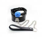 Кляп с ошейником и поводком из кожи БДСМ photo 3
