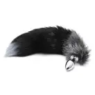 Металева анальна пробка Лісій хвіст Alive Black And White Fox Tail M, діаметр 3,4 см photo 2