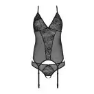 Корсет с пажами, трусики с ажурным декором и открытым шагом Ursula Corset black XXL/XXXL — Passion photo 4