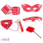 Комплект БДСМ (маска на глаза + кляп + воротник на шею+ flogger перо + наручники) photo 3