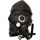 Кожаная маска на голову и кляп с фаллоимитатором, цвет черный photo 3