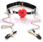 Кляп с мячиком и зажимами для сосков. photo 2