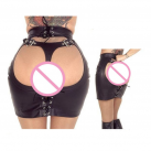 Эксклюзивные сексуальные черные трусики-юбка из искусственной кожи photo 4