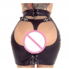 Эксклюзивные сексуальные черные трусики-юбка из искусственной кожи photo 2