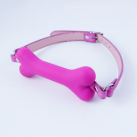 Кляп из кожи с силиконовой косточкой для БДСМ photo 2