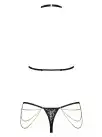 Комплект із ланцюжками Obsessive Pantheria 2-pcs set black L/XL, бюстгальтер, трусики photo 4