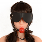 Мягкая кожаная маска IKOKY Oral Fixation на глаза с кляпом photo 3