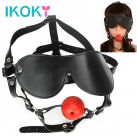 Мягкая кожаная маска IKOKY Oral Fixation на глаза с кляпом photo 2