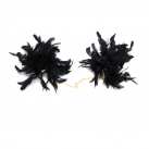 Черные мягкие наручники из перья с цепочкой photo 1